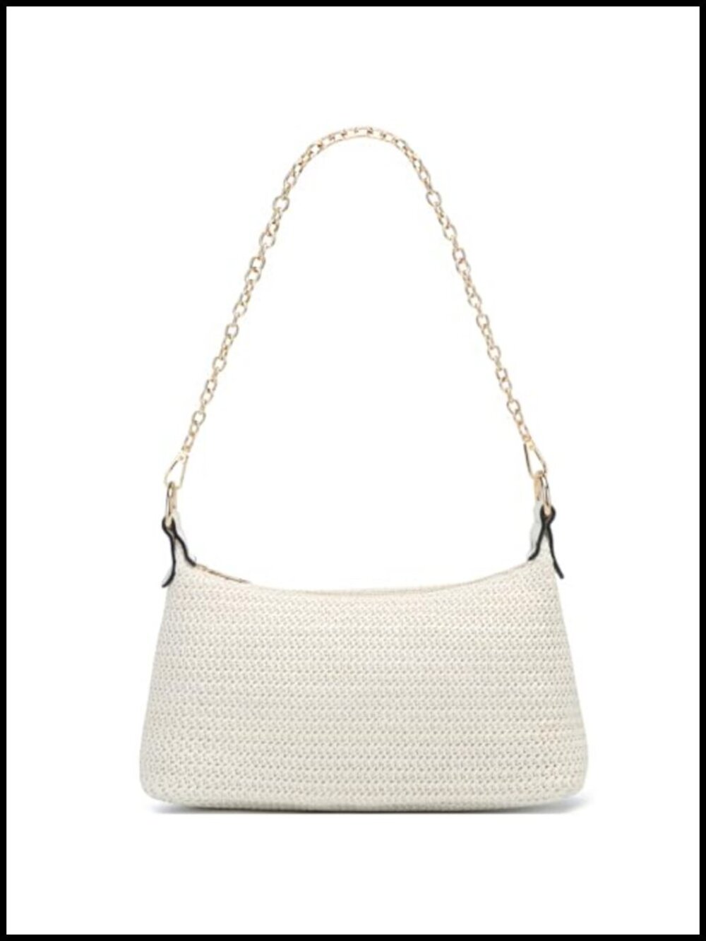 Women's Straw Woven Shoulder Bag with Removable Chain Strap, Summer Beach Tote